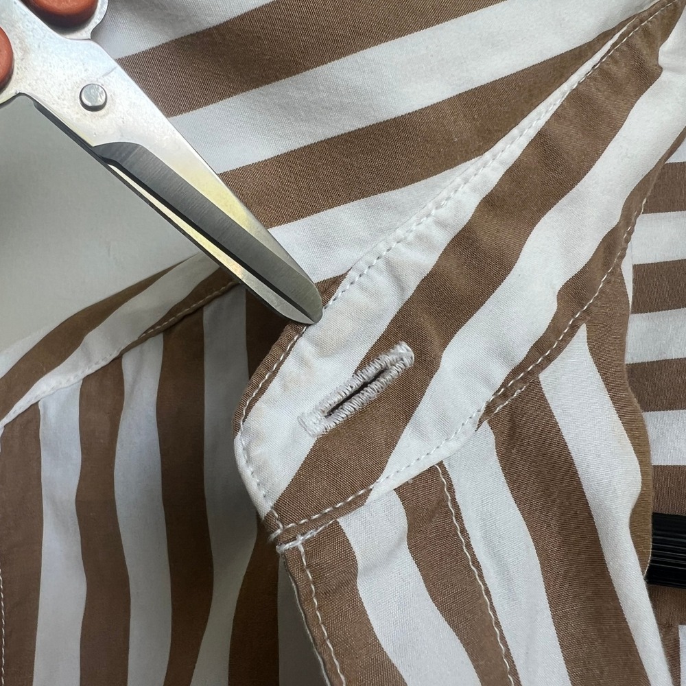 Rag & Bone Maxine Womens Medium Brown White Striped Cotton Button Down Shirt - Picture 7 of 7